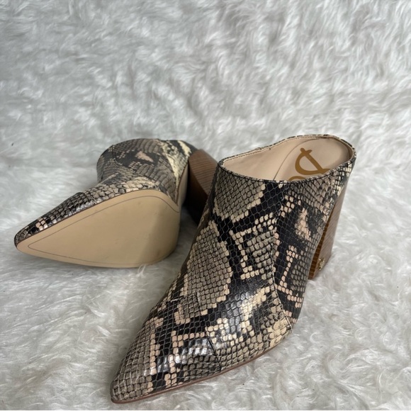 New Sam Edelman Reverie 2 Python Snake Ankle Block Pointed Mules in black 6.5 - Picture 11 of 17